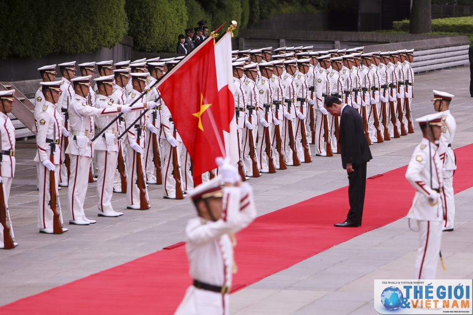 welcome ceremony for president tran dai quang at tokyo imperial palace
