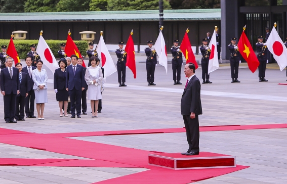 Lễ đón Chủ tịch nước và Phu nhân tại Hoàng cung Nhật Bản