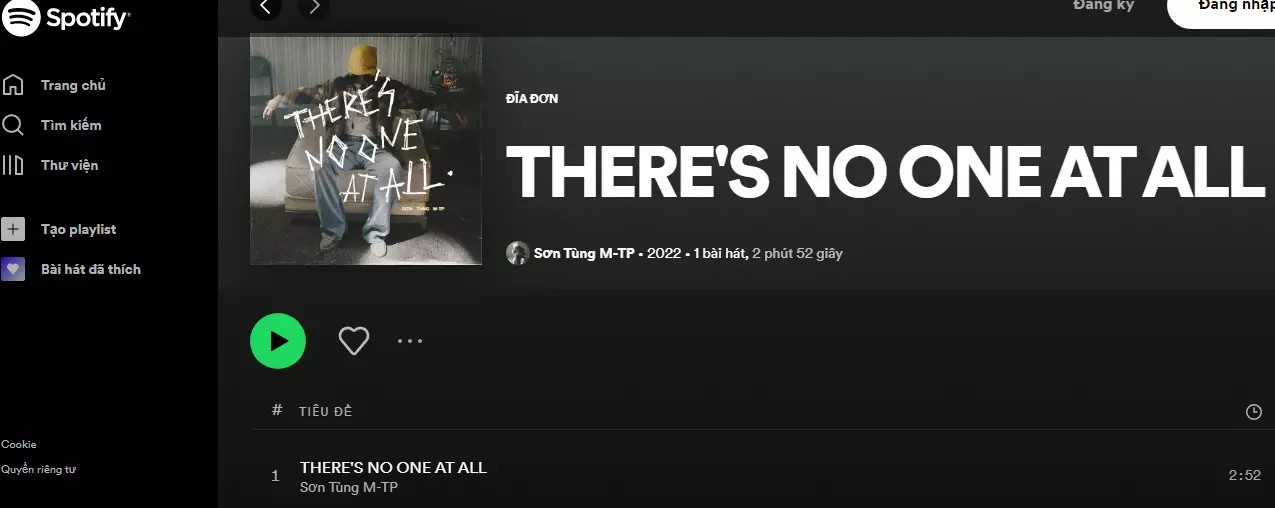 'There's no one at all' vẫn xuất hiện trên Spotify vào sáng 7/5. 