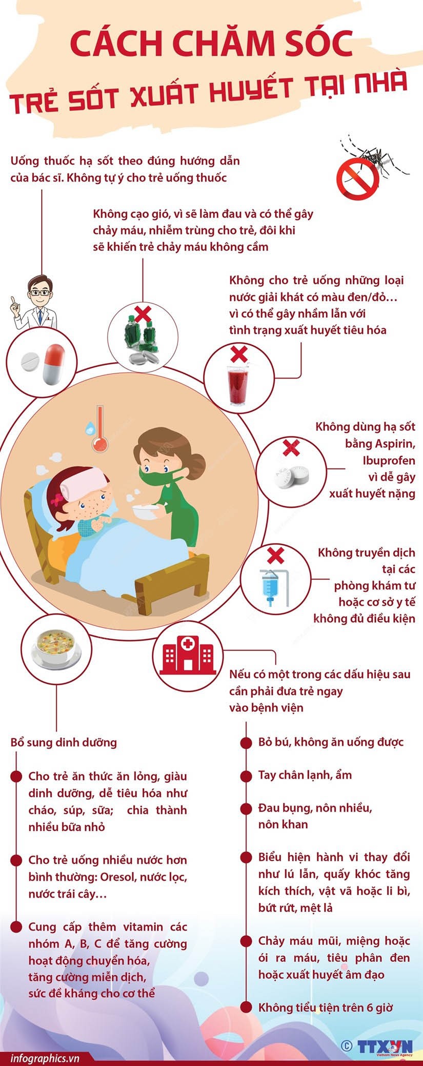 Những lưu ý khi chăm sóc trẻ sốt xuất huyết tại nhà