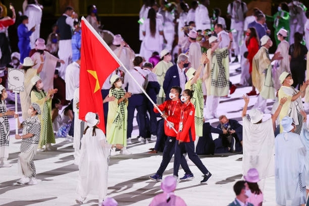 Hình ảnh đoàn thể thao Việt Nam tại lễ khai mạc Olympic Tokyo 2020