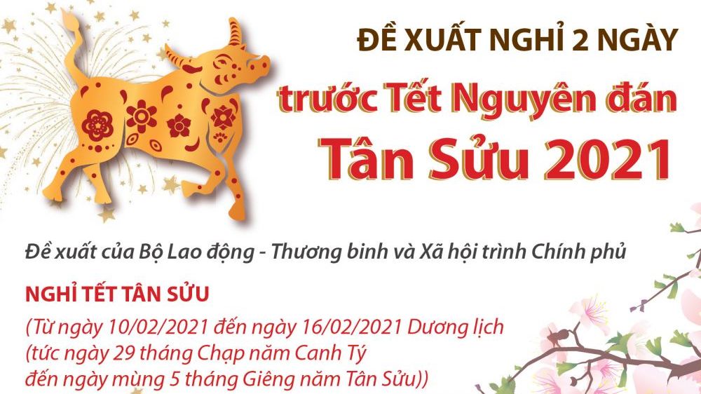 Đề xuất nghỉ 2 ngày trước Tết Nguyên đán Tân Sửu 2021