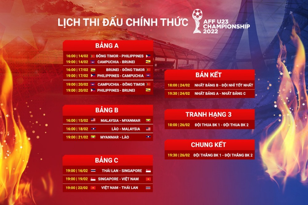 U23 Đông Nam Á 2022: Người hâm mộ được xem phát sóng trực tiếp U23 Việt Nam