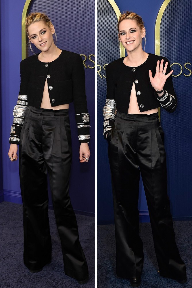 Kristen tham dự sự kiện với trang phục năng động, cá tính. Nữ diễn viên 31 tuổi rất hạnh phúc khi lần đầu được tham gia cuộc đua Oscar, tranh tượng vàng với những minh tình kỳ cựu.