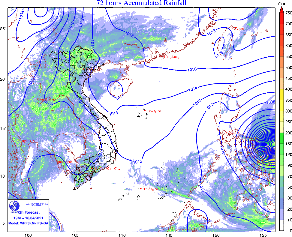 Dự báo thời tiết đêm nay và ngày mai (16-17/4): Hà Nội mưa to; Bắc Bộ và vùng núi phía Tây Bắc Trung Bộ cục bộ mưa rất to và dông; Nam Bộ nắng nóng