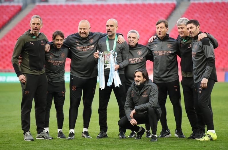 HLV Pep Guardiola chia sẻ sau khi Man City giành League Cup. (Nguồn: Reuters)