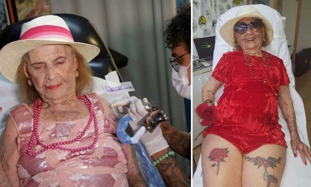 Brazil: Bà cụ 105 tuổi muốn ghi tên vào sách Kỷ lục  Kỷ lục Guinness về xăm hình