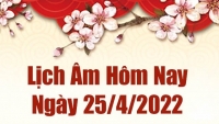 Âm lịch ngày 25 tháng 4, hôm nay âm lịch Thứ 2 ngày 25 tháng 4 năm 2022 tốt xấu?  Lịch vạn niên ngày 25 tháng 4 năm 2022