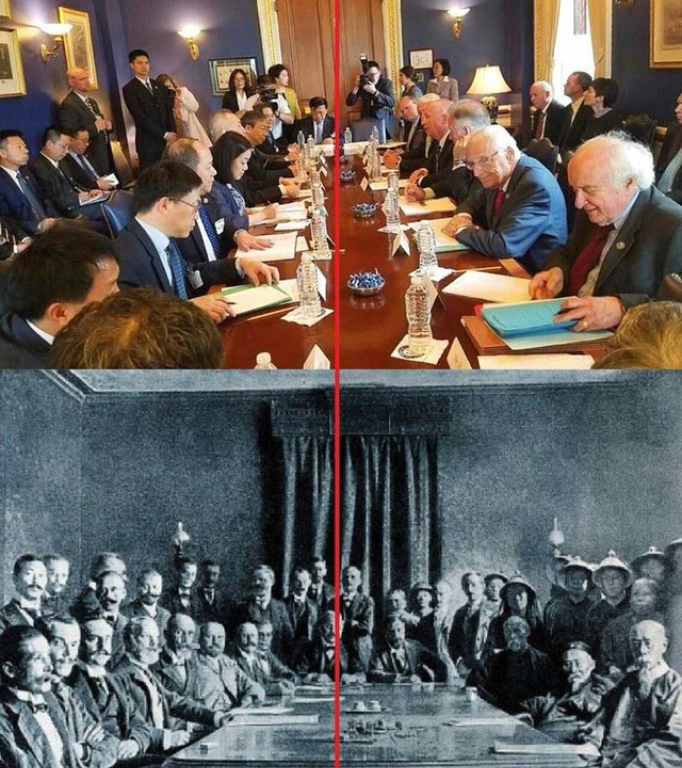 Điều đặc biệt về đàm phán Mỹ - Trung trong hai bức ảnh cách nhau một thế kỷ