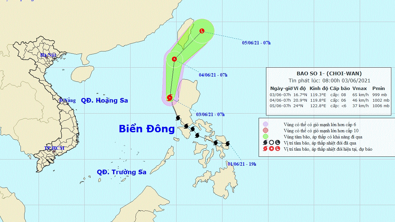 Diễn biến bão Choi-wan: Đi vào Đông Bắc Biển Đông, gió mạnh giật cấp 10