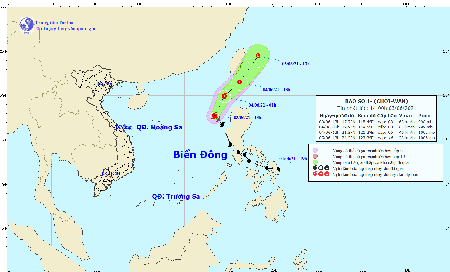 Cập nhật diễn biến cơn bão số 1: