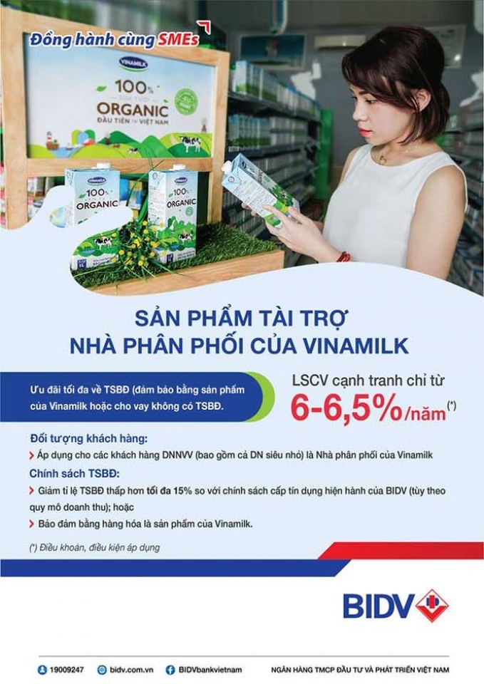 BIDV hỗ trợ Viinamilk phát triển hệ thống bán lẻ doanh nghiệp SME phat trien he thong ban le doanh nghiep sme voi san pham tai tro nha phan phoi vinamilk tu bidv