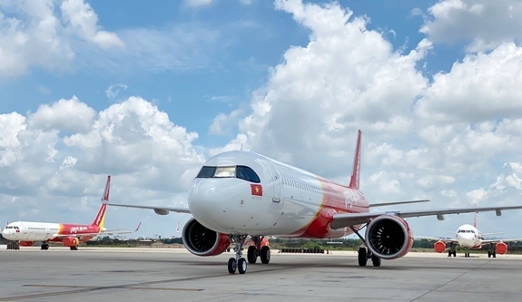 Hãng hàng không Vietjet nỗ lực chung tay phòng, chống dịch Covid-19. (Ảnh: Bảo Linh)