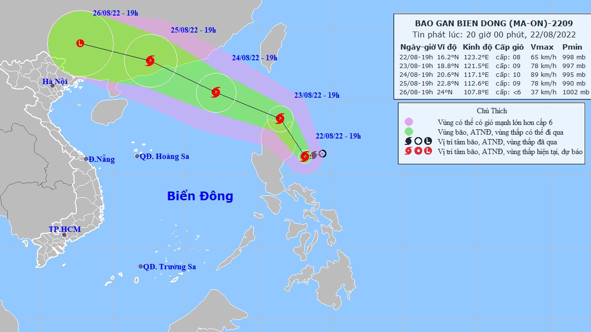 Dự báo thời tiết: Bão Ma-on sẽ đi vào Biến Đông, gió vùng gần tâm bão cấp 9, giật cấp 12