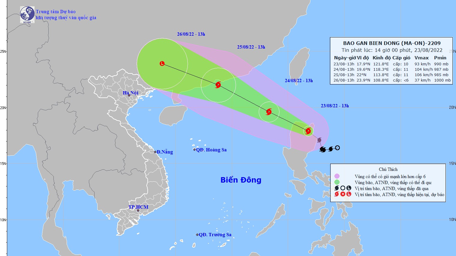 Dự báo thời tiết: Đêm nay (23/8), bão Ma-on sẽ tiến vào khu vực phía Bắc Biển Đông