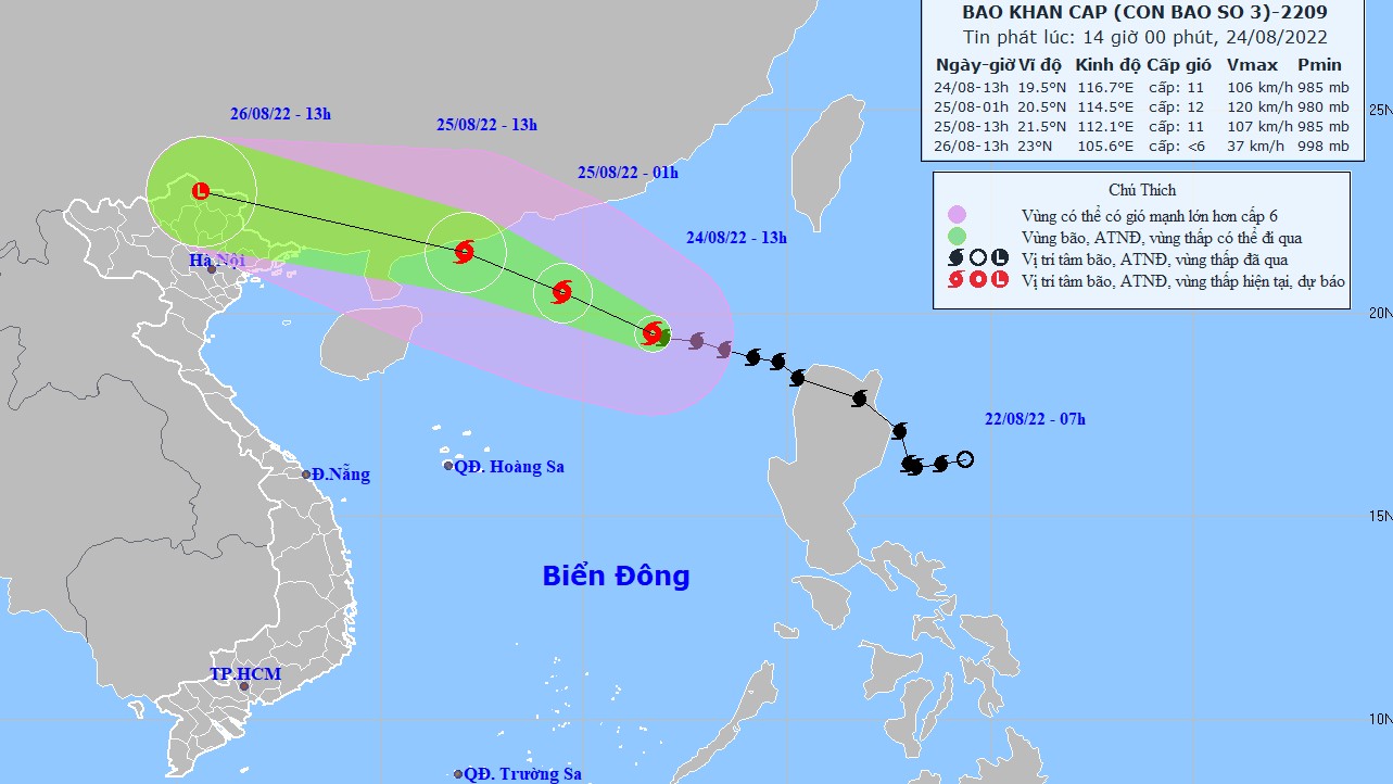 Diễn biến bão số 3: Trưa chiều 25/8 đảo Bạch Long Vỹ, Cô Tô gió giật cấp 9; Bắc Bộ mưa to kèm gió giật mạnh