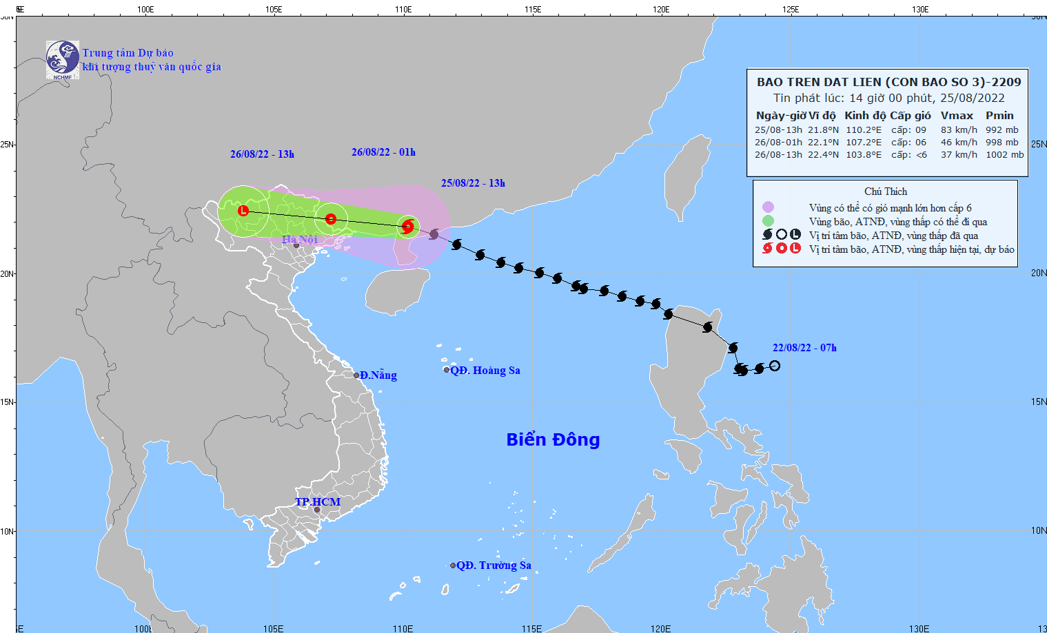 Bão số 3 đi vào đất liền; ven biển Quảng Ninh gió giật cấp 8; Bắc Bộ mưa to, dông kèm gió giật mạnh