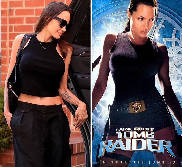 Angelina Jolie hiện đại với set đồ đen dạo phố