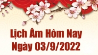 Lịch âm 3/9, xem âm lịch hôm nay Thứ Bảy ngày 3/9/2022 là ngày tốt hay xấu? Lịch vạn niên 3/9/2022