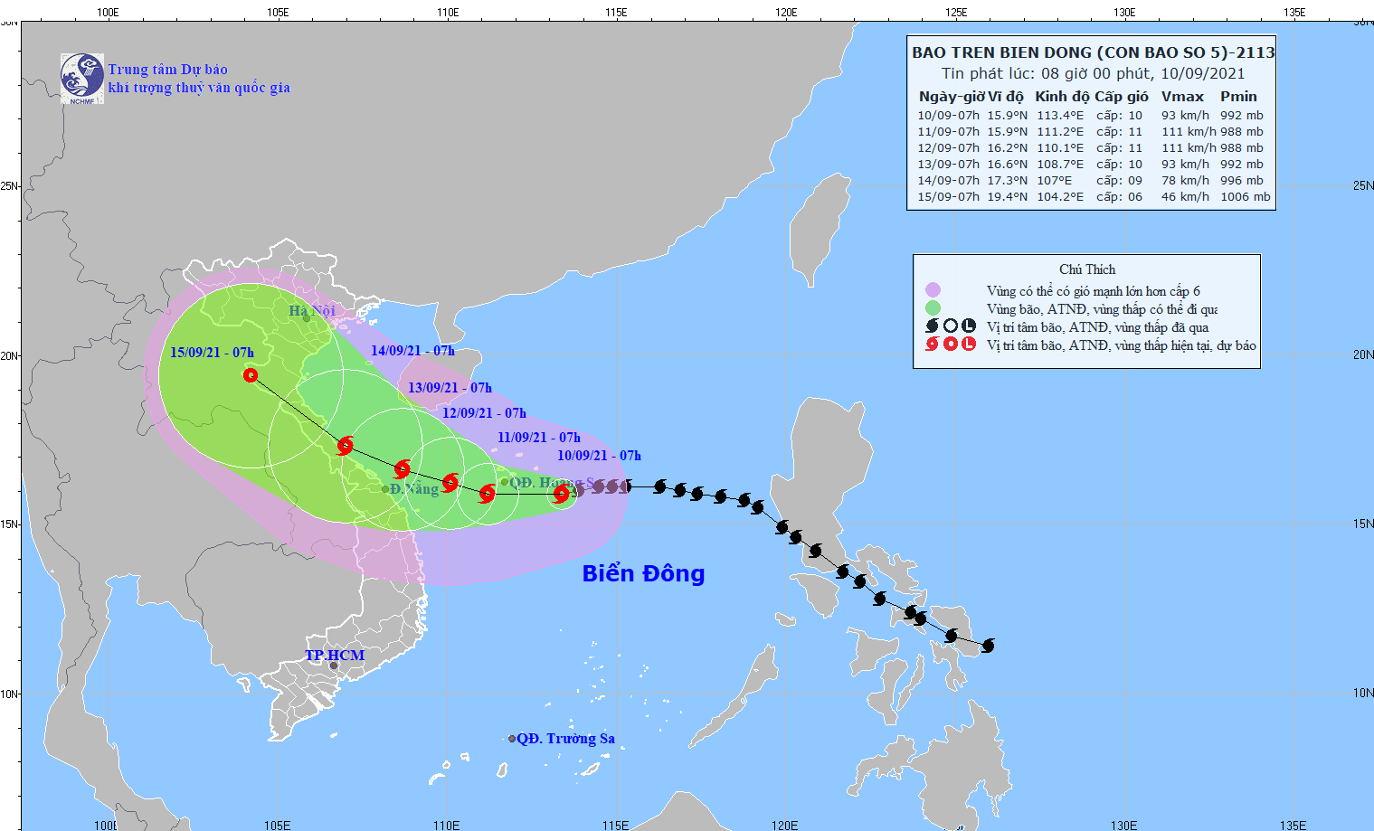 Trong mấy ngày tới, bão số 5 sẽ ảnh hưởng trực tiếp và gây mưa to đến rất to ở các tỉnh miền Trung