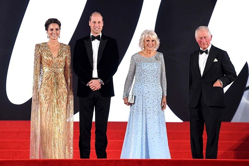 Công nương Kate, Hoàng tử William, Công nương Camila và Thái tử Charles là 4 thành viên Hoàng gia Anh tới dự buổi công chiếu No Time To Die (Không phải lúc chết) tối 28/9. (Nguồn: 