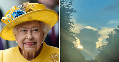 Đám mây giống hình Nữ hoàng Anh trên bầu trời Anh sau khi bà băng hà