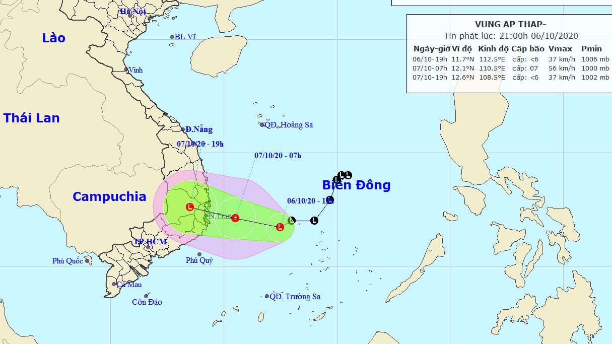 Dự báo thời tiết: Tin vùng áp thấp trên Biển Đông; cảnh báo mưa lớn kéo dài, lũ quét, sạt lở đất, ngập úng cục bộ ở Trung Bộ và Tây Nguyên