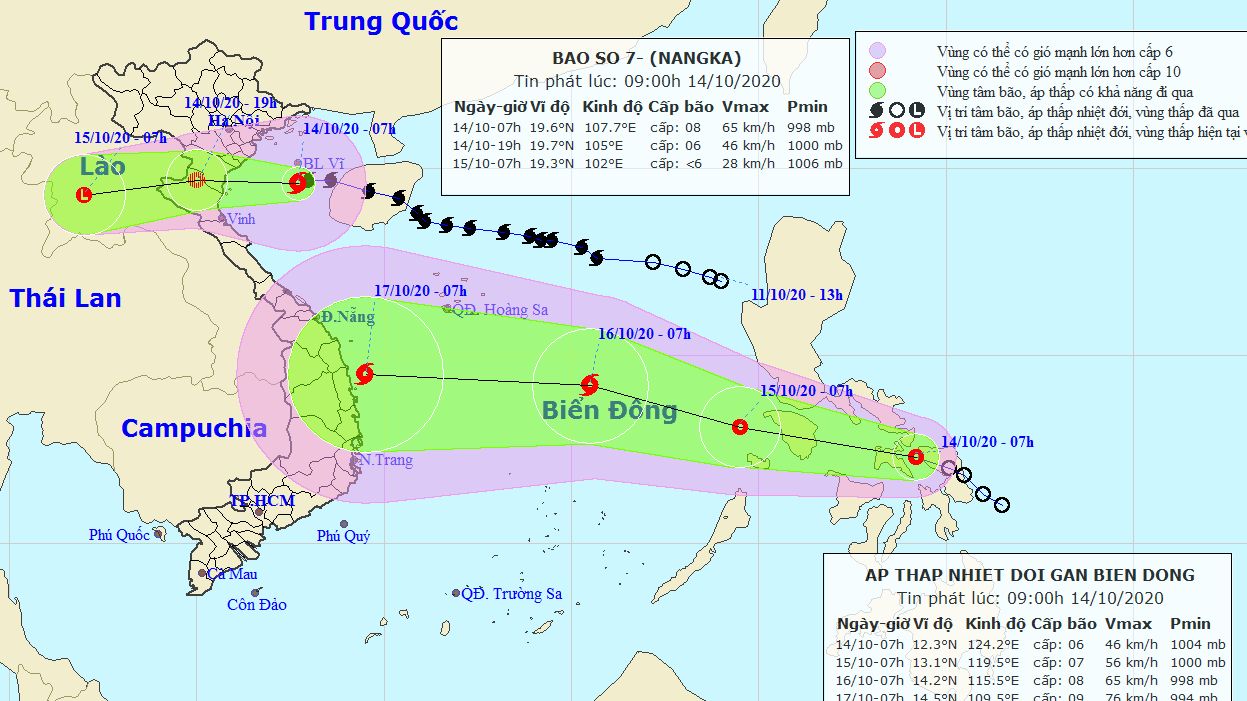 Dự báo thời tiết 3 ngày tới (14-16/10): Bão số 7 suy yếu thành áp thấp nhiệt đới; cảnh báo mưa to, gió giật mạnh