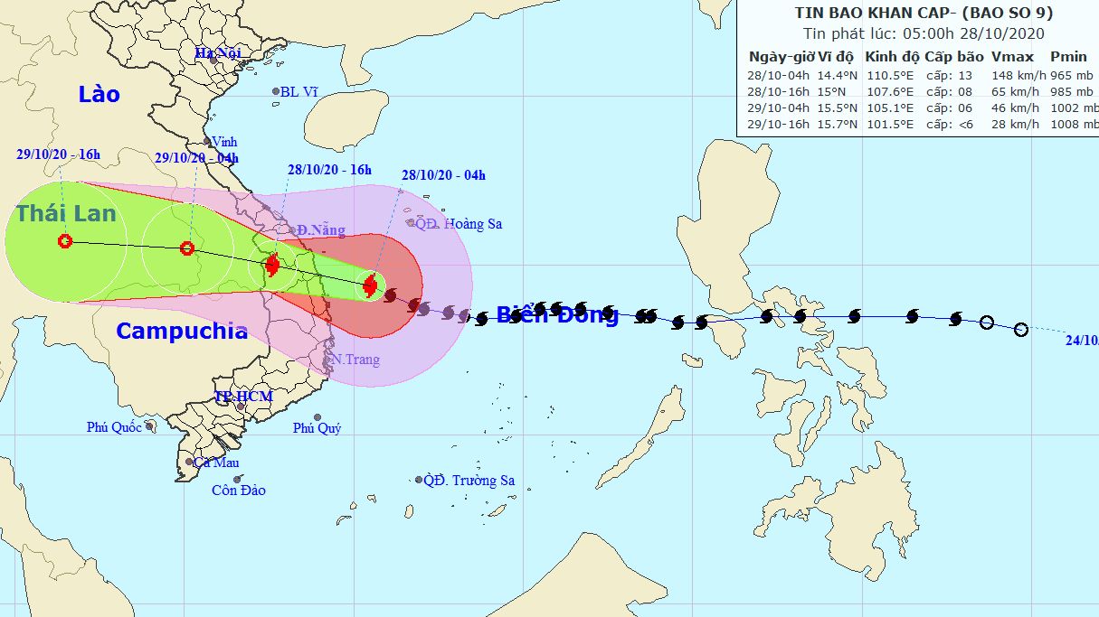 Dự báo thời tiết: Cập nhật diễn biến mới nhất cơn bão số 9, Nam Nghệ An và Hà Tĩnh có mưa 500-700mm/đợt