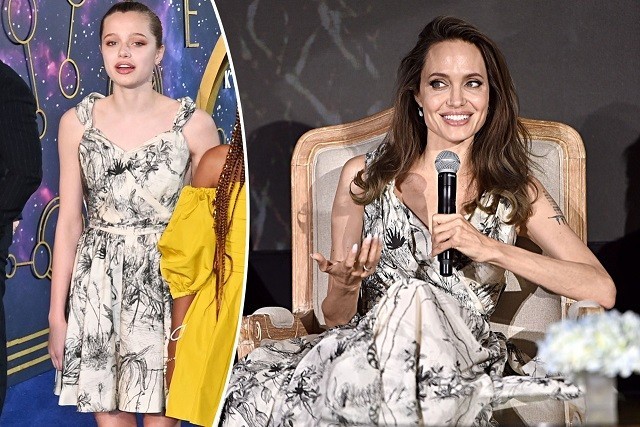 However, Shiloh Jolie-Pitt changed 180 degrees when she and her mother and siblings appeared at a series of recent promotional events for the movie 'The Eternals' with Angelina Jolie.  The little girl attracted even more attention than her famous mother when she appeared in feminine dresses, showing off her beautiful beauty just like Jolie's copy.  (Source: Getty)