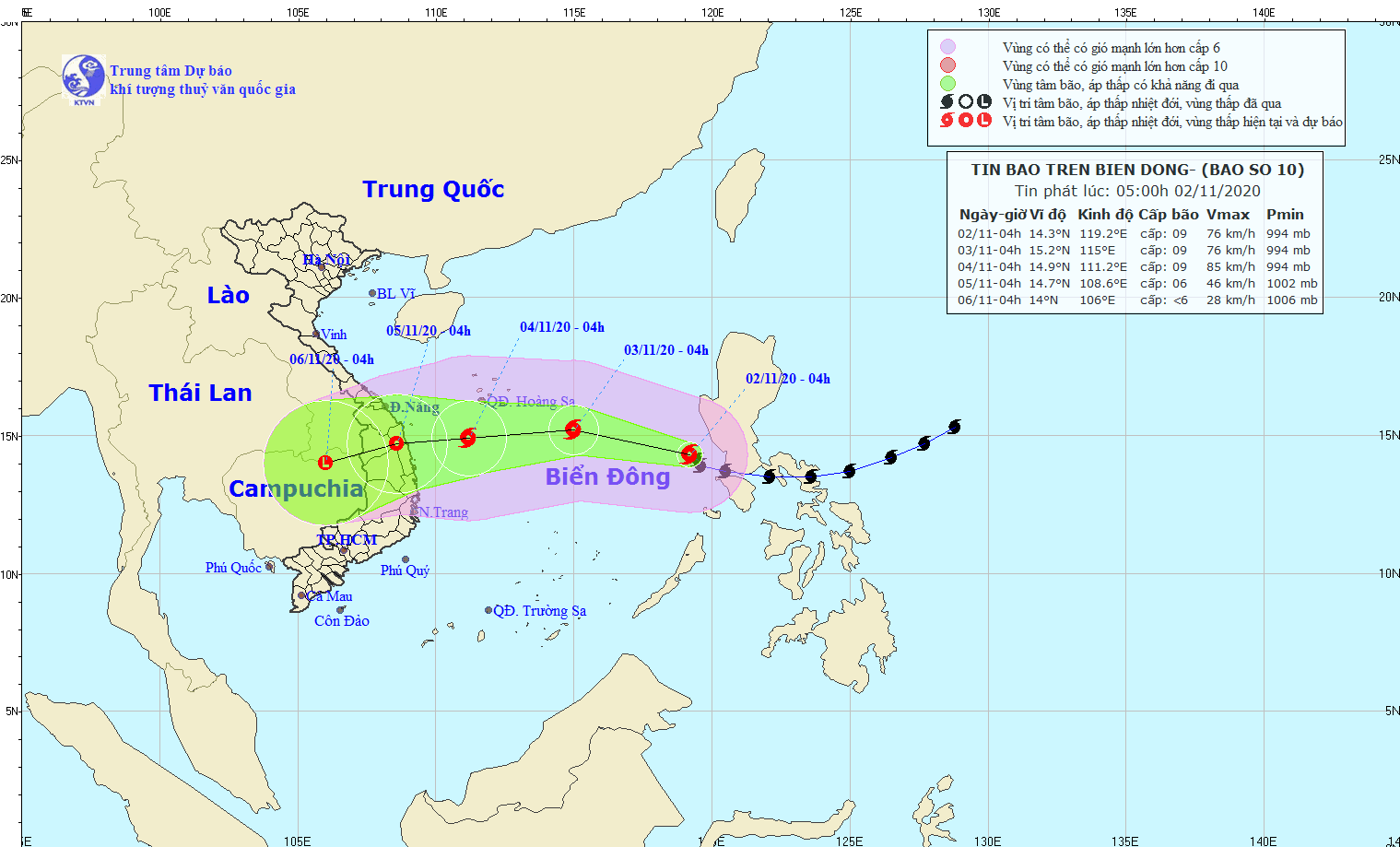 Dự báo thời tiết: Cơn bão số 10 trên Biển Đông sẽ đến Việt Nam ngày 4/11