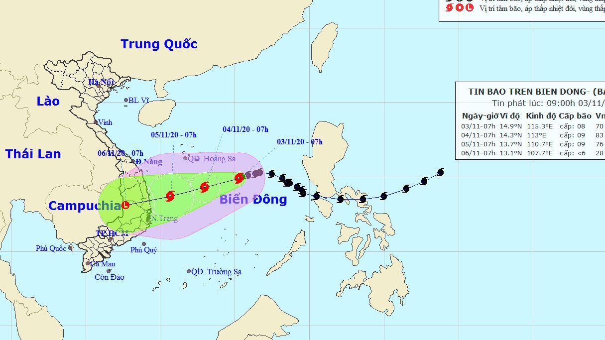 Dự báo thời tiết: Tin bão trên Biển Đông, bão số 10 cách quần đảo Hoàng Sa khoảng 400km