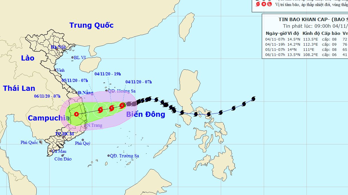 Dự báo thời tiết: Tin bão khẩn cấp, bão số 10; cảnh báo vùng nguy hiểm do bão trên Biển Đông