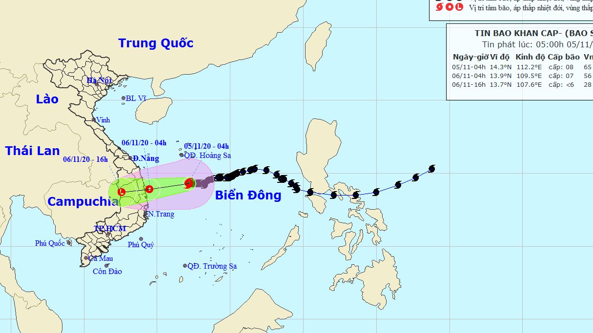 Dự báo thời tiết: Trong 24 đến 36 giờ tới, bão số 10 đi vào đất liền các tỉnh từ Quảng Ngãi đến Khánh Hòa