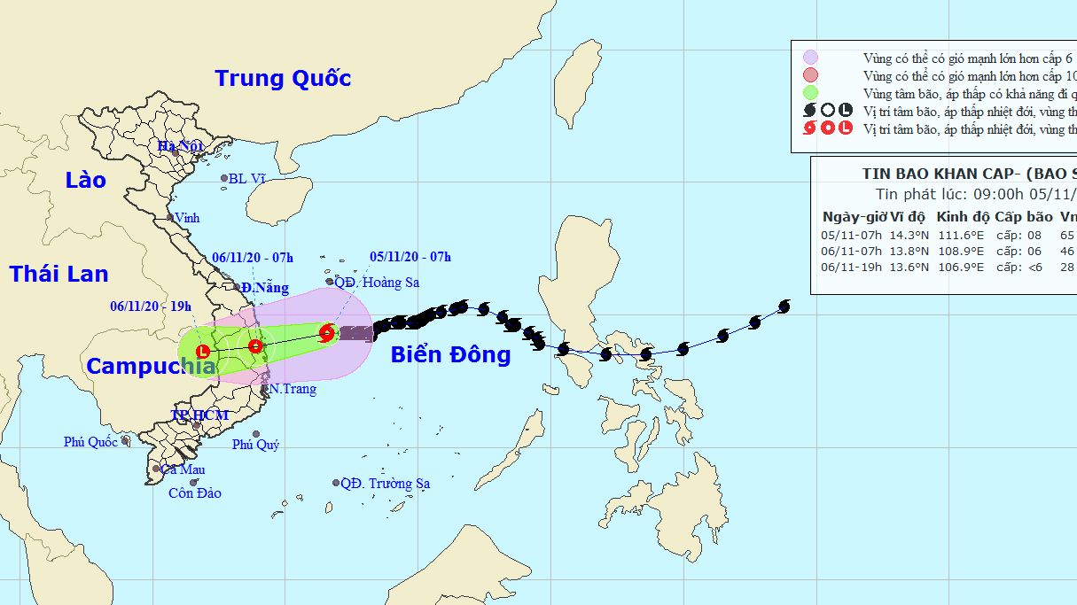 Dự báo thời tiết: Bão số 10 gây gió mạnh trên đất liền ven biển Quảng Ngãi, Bình Định và Bắc Phú Yên