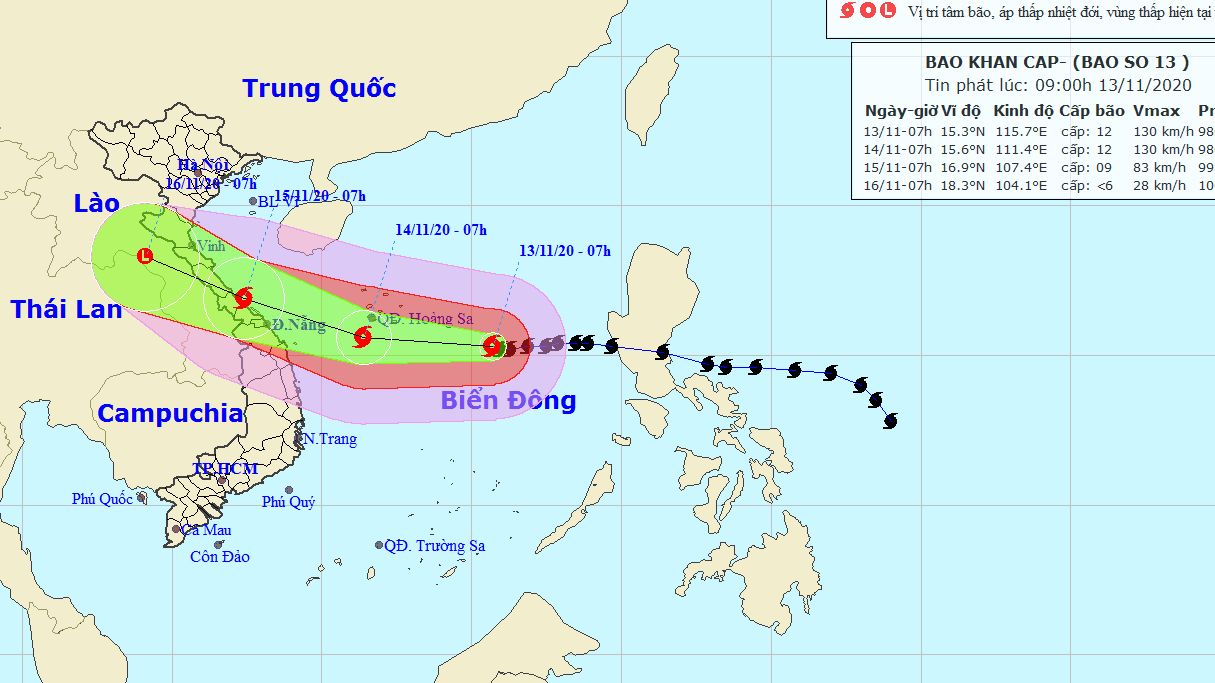 Dự báo thời tiết: Do ảnh hưởng của bão số 13, từ Hà Tĩnh đến Quảng Nam gió sẽ mạnh dần, mưa to đến rất to