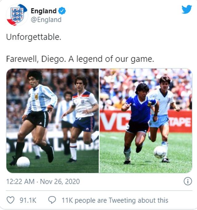 Thế giới bóng đá dành lời tri ân đến Maradona