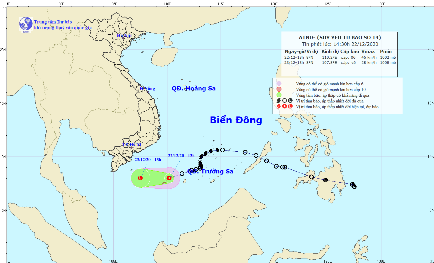 Dự báo thời tiết đêm nay và ngày mai (22-23/12):