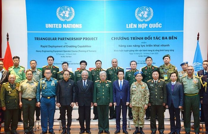 Huấn luyện giảng viên công binh trong khuôn khổ đối tác ba bên Liên hợp quốc - Việt Nam - Nhật Bản
