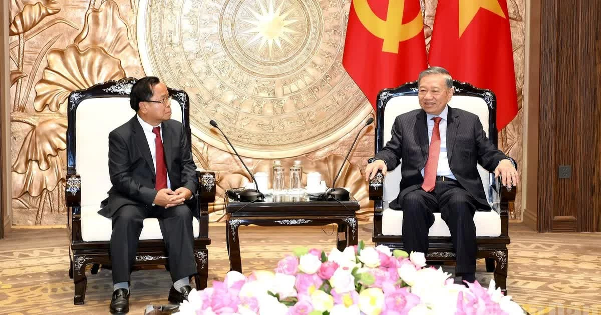 Tổng Bí thư, Chủ tịch nước Tô Lâm tiếp Phó Thủ tướng, Bộ trưởng Tư pháp Lào Khamphan Phommathat