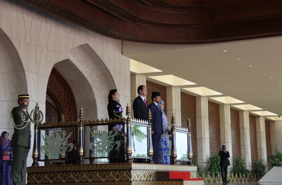 Hình ảnh lễ đón chính thức Chủ tịch nước tại Brunei Darussalam