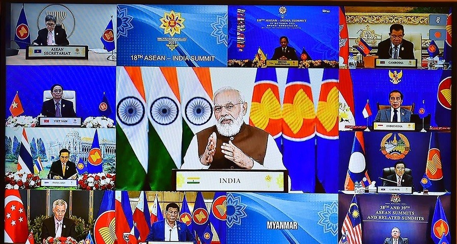 Hội nghị cấp cao ASEAN - Ấn Độ lần thứ 18 tháng 10/2021. (Ảnh: Tuấn Anh)