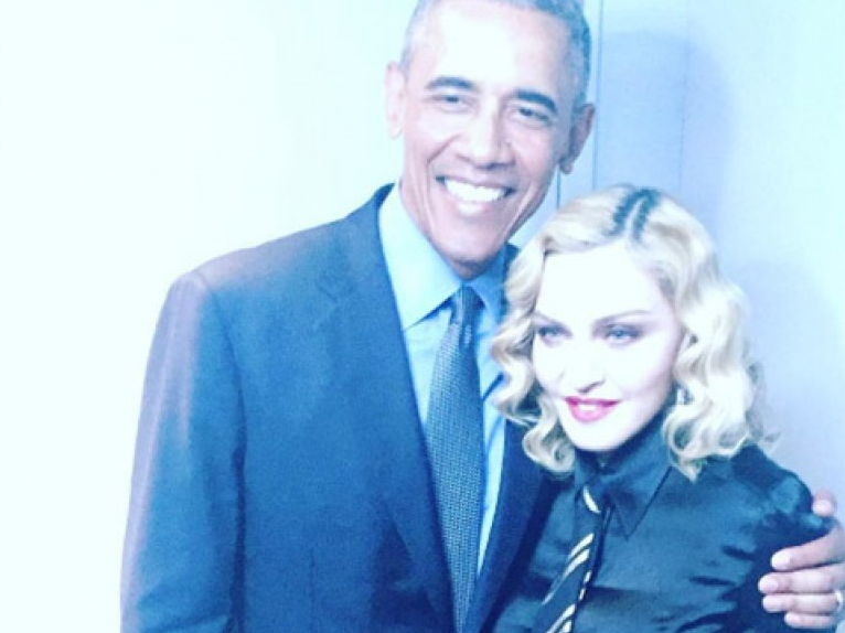 Madonna mất bình tĩnh trước Tổng thống Obama