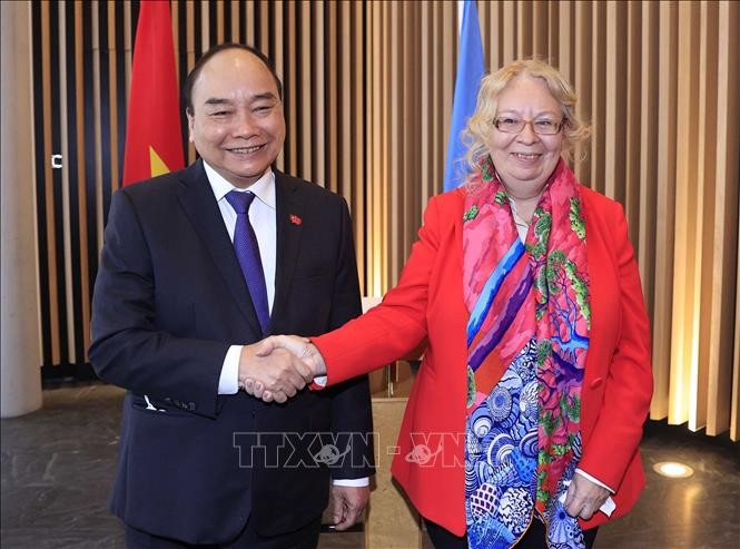 Chủ tịch nước Nguyễn Xuân Phúc gặp Tổng Giám đốc Văn phòng Liên hợp quốc tại Geneva (Thụy Sỹ)