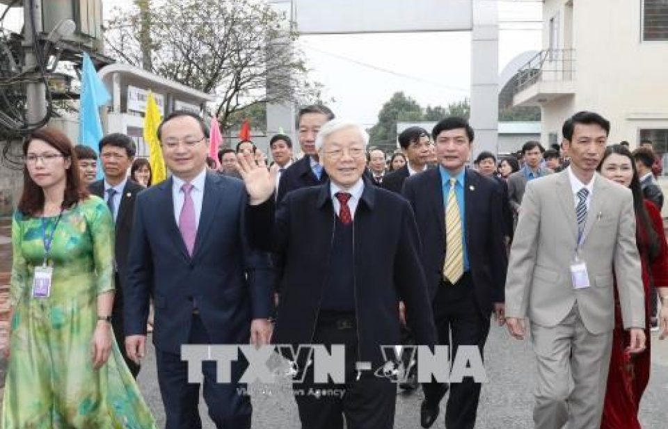 Tổng Bí thư Nguyễn Phú Trọng chúc Tết Đảng bộ, chính quyền, nhân dân tỉnh Hưng Yên