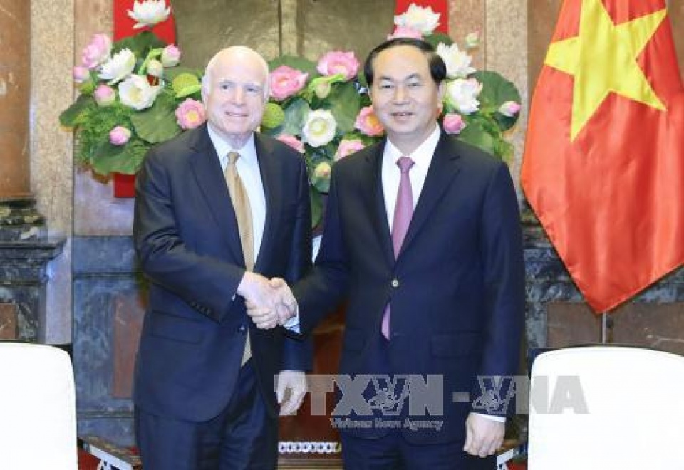 president greets us senator mccain