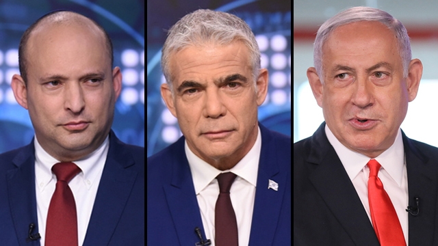 Từ trái sang phải: Yair Lapid, Naftali Bennett và Thủ tướng Benjamin Netanyahu. (Nguồn: Ynet News)