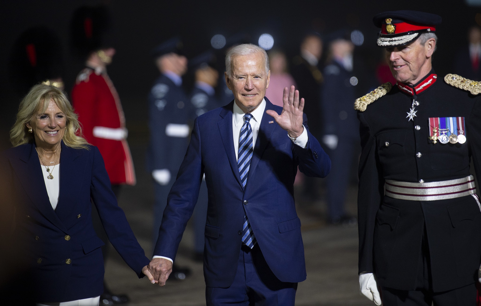 Đêm ngày 9/10, Tổng thống Mỹ Joe Biden và Phu nhân Jill Biden cũng đã có mặt tại Cornwall. Ông Biden có mặt trước 2 ngày để có buổi gặp mặt song phương với Thủ tướng nước chủ nhà G7 Boris Johnson. (Nguồn: G7)