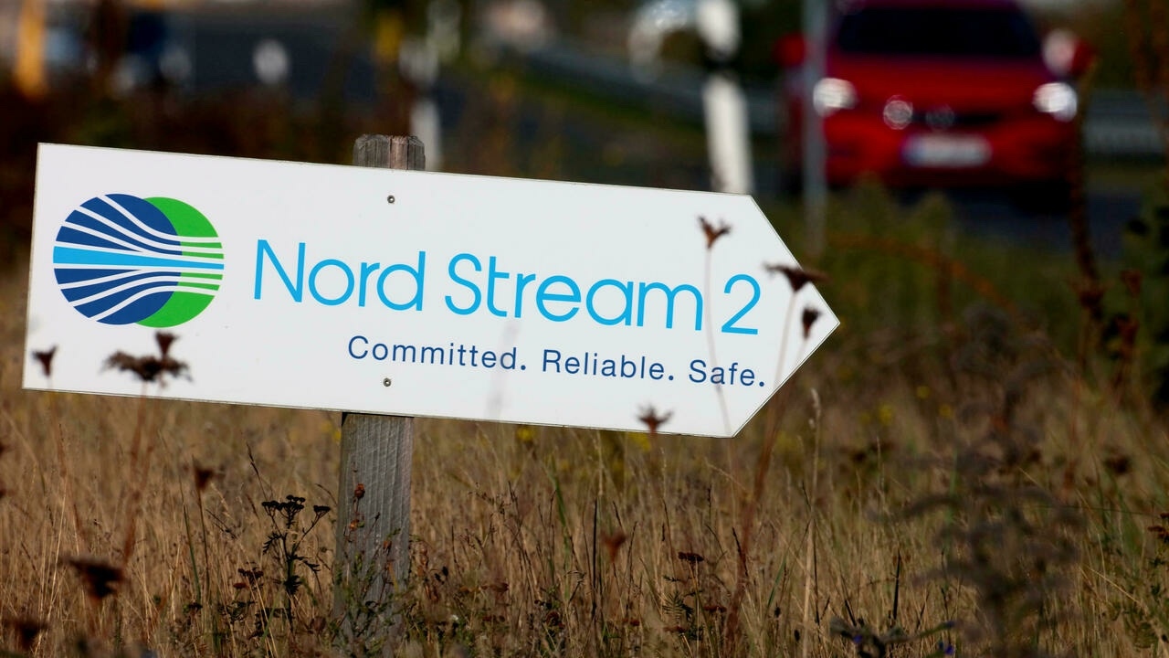 Biển báo chỉ dẫn lối đến đường dẫn khí đốt Nord Stream 2 ở Lubmin, Đức. (Nguồn: Reuters)