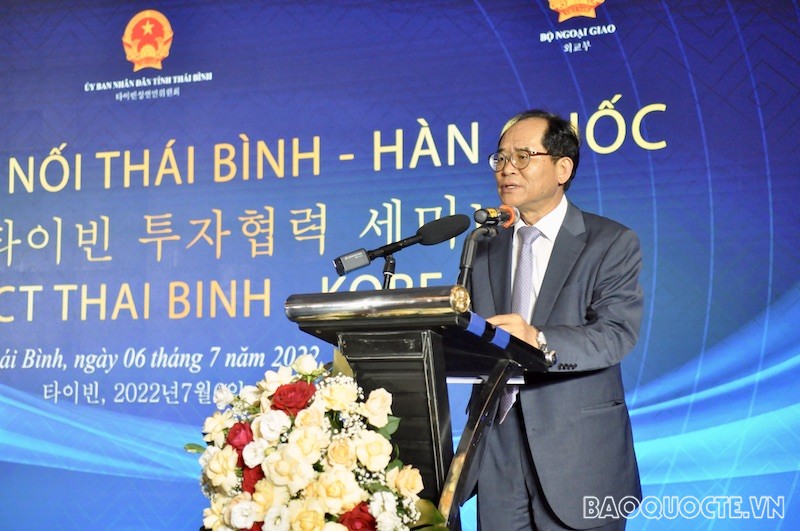 Đại sứ Hàn Quốc tại Việt Nam Park Noh-wan kỳ vọng, qua Hội nghị, các công ty Hàn Quốc sẽ đẩy mạnh gia nhập thị trường và đầu tư nhiều vào tỉnh Thái Bình. (Ảnh: Duy Quang)